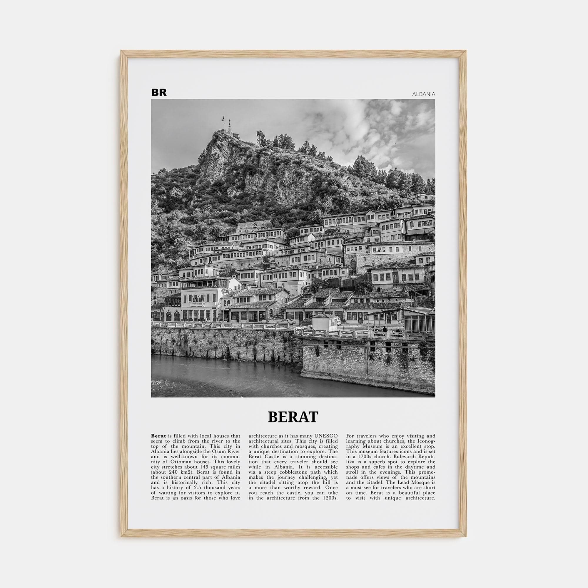 Berat Poster Natural Wood / 8x12 in Nbourhood Travel B&W Poster