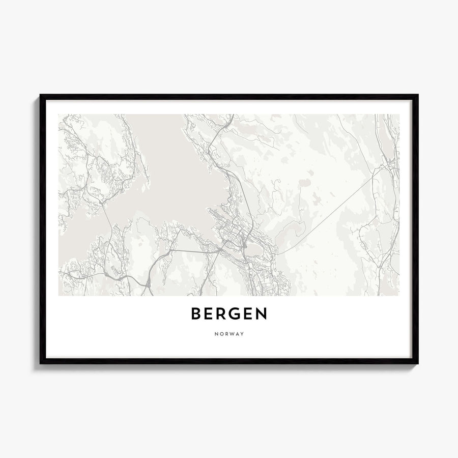 Bergen Map Poster, framed poster mockup