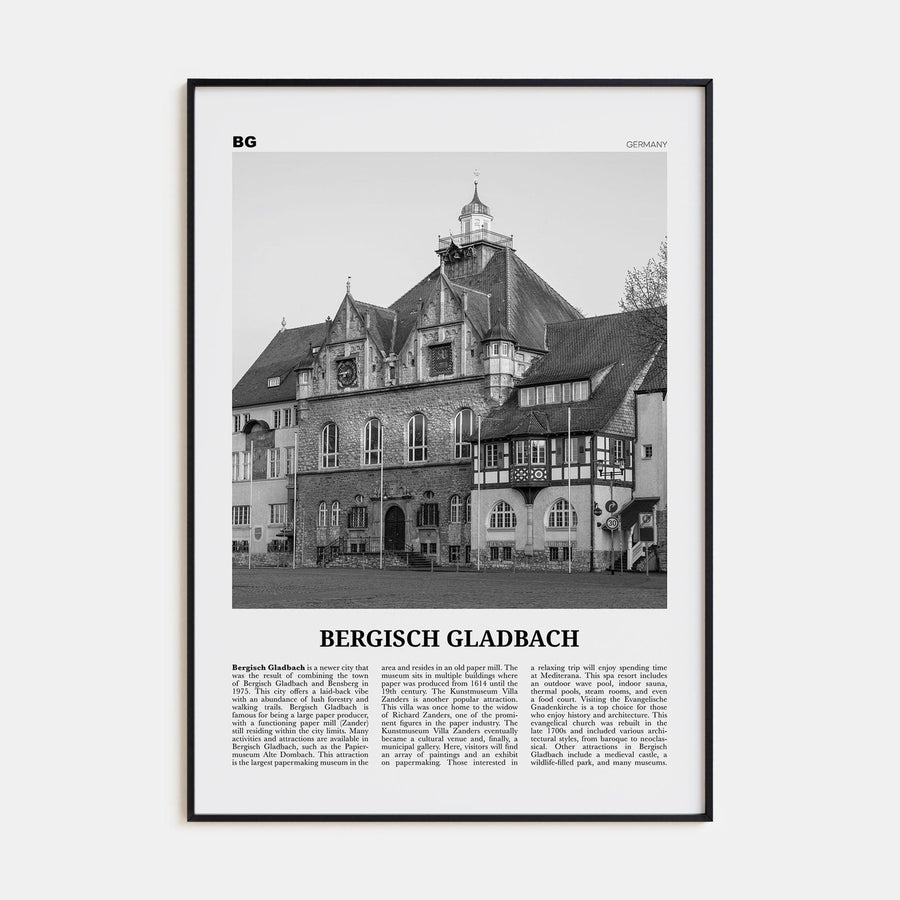 Bergisch Gladbach Poster None / 8x12 in Nbourhood Travel B&W Poster