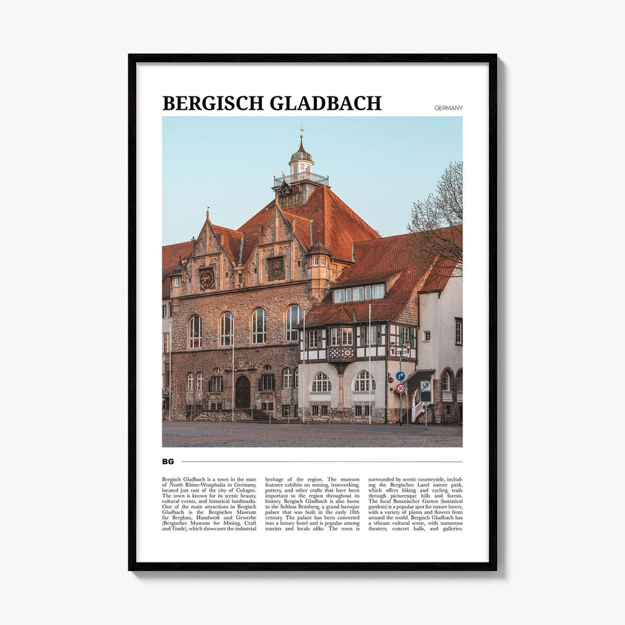 Bergisch Gladbach Travel Poster, framed poster mockup