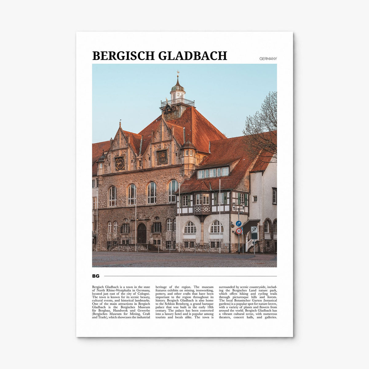 Bergisch Gladbach Travel Poster, print only (unframed)