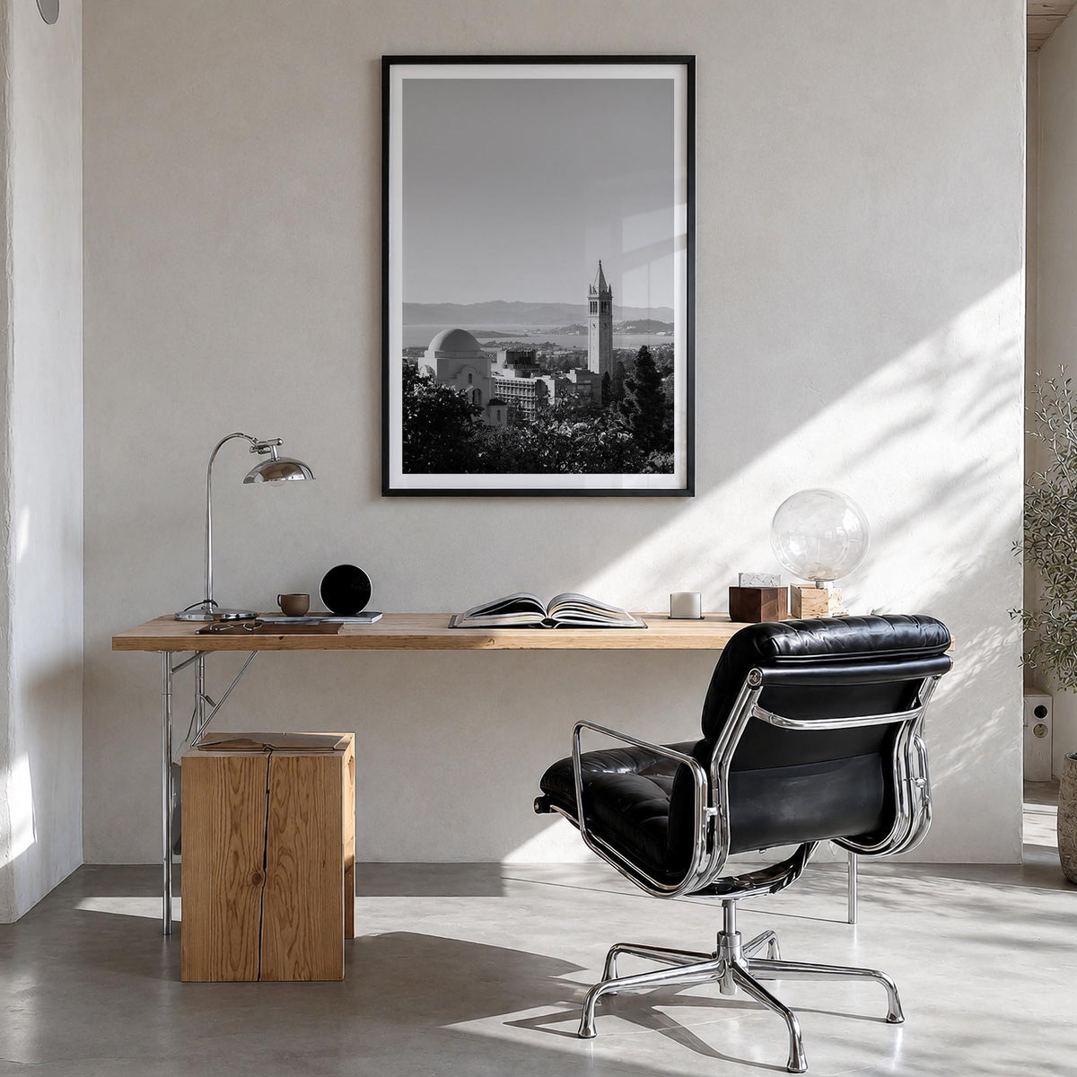 Berkeley no. 1 black & white photo poster of California, USA – vertical wall art in black wood frame with white border, hangi