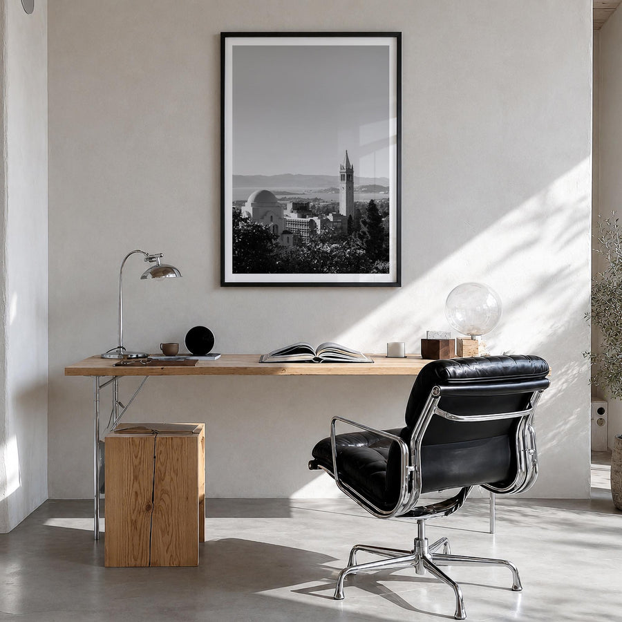 Berkeley no. 1 black & white photo poster of California, USA – vertical wall art in black wood frame with white border, hangi