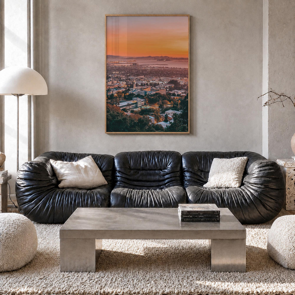 Berkeley no. 2 colorful photo poster of California, USA – vertical wall art in natural wood frame, hanging on wall
