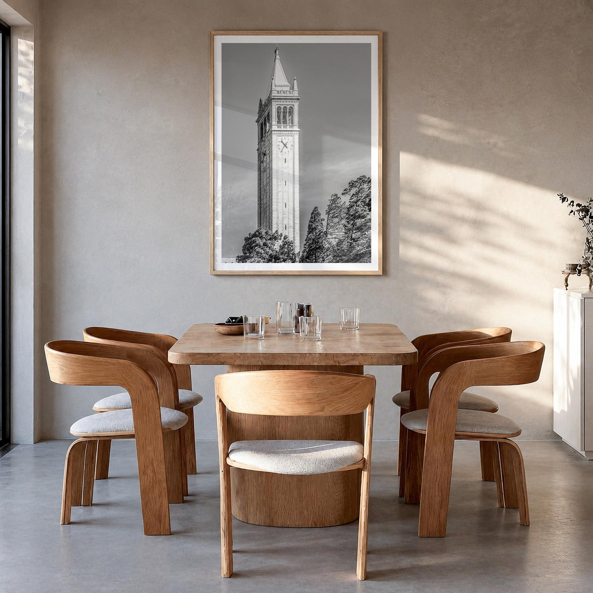 Berkeley no. 3 black & white photo poster of California, USA – vertical wall art in natural wood frame with white border, han