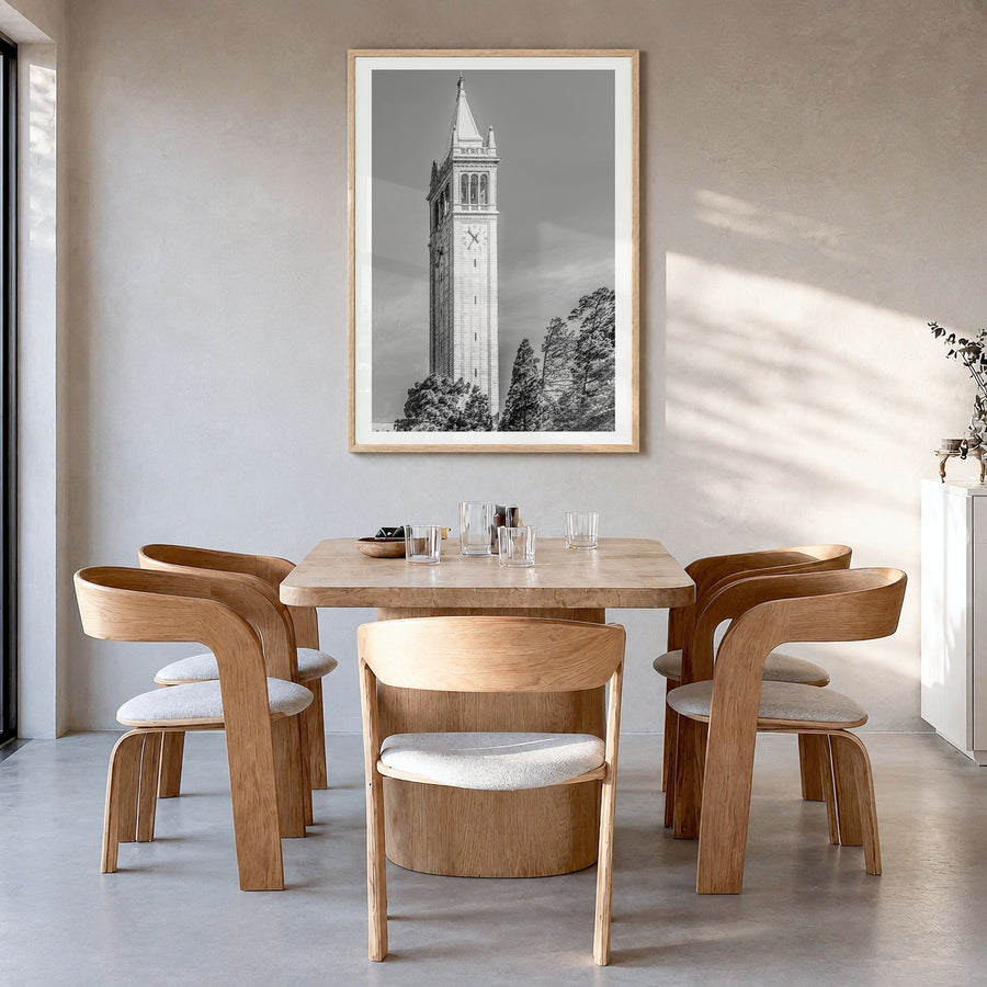 Berkeley Photo No 3 Poster in a natural wood frame, hanging in a dining room, white border