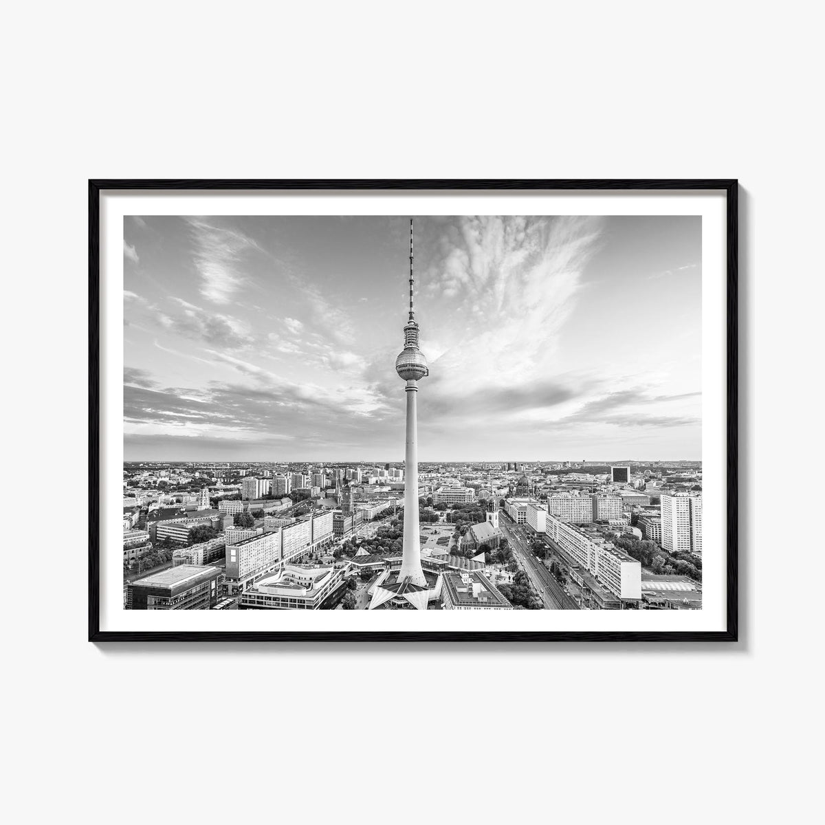 Berlin black & white photo poster of Germany – horizontal wall art, unframed print shown in interior mockup