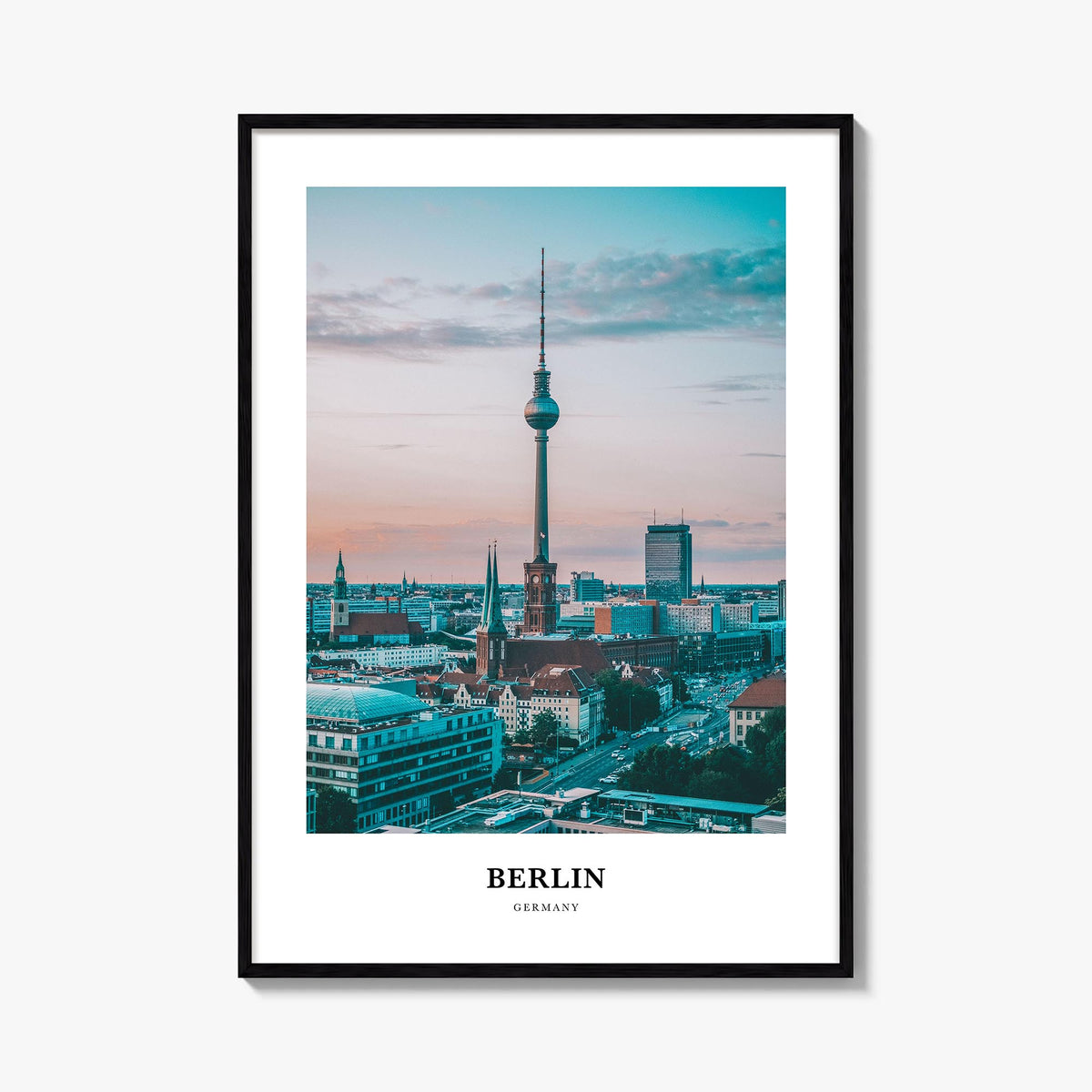 Berlin colorful classic poster of Germany – vertical wall art, unframed print shown in interior mockup