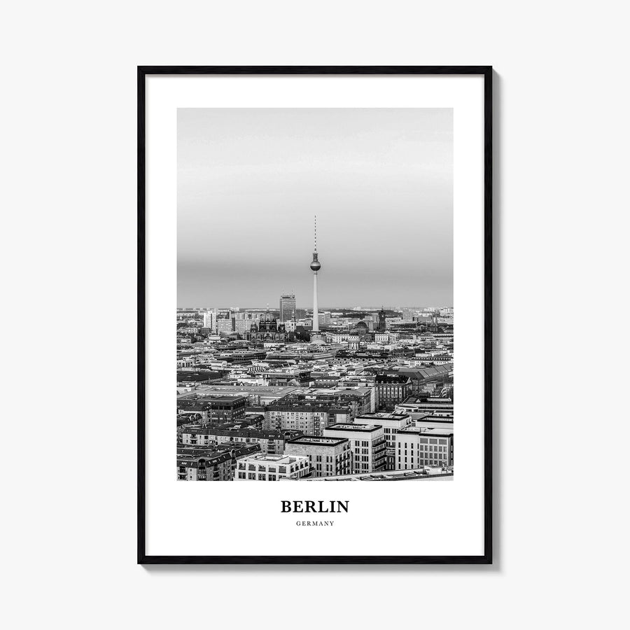 Berlin no. 1 black & white classic poster of Germany – vertical wall art, unframed print shown in interior mockup