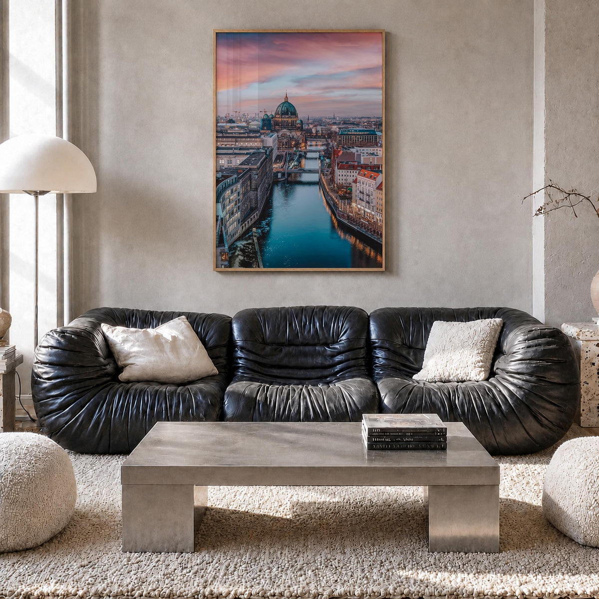 Berlin no. 1 colorful photo poster of Germany – vertical wall art in natural wood frame, hanging on wall