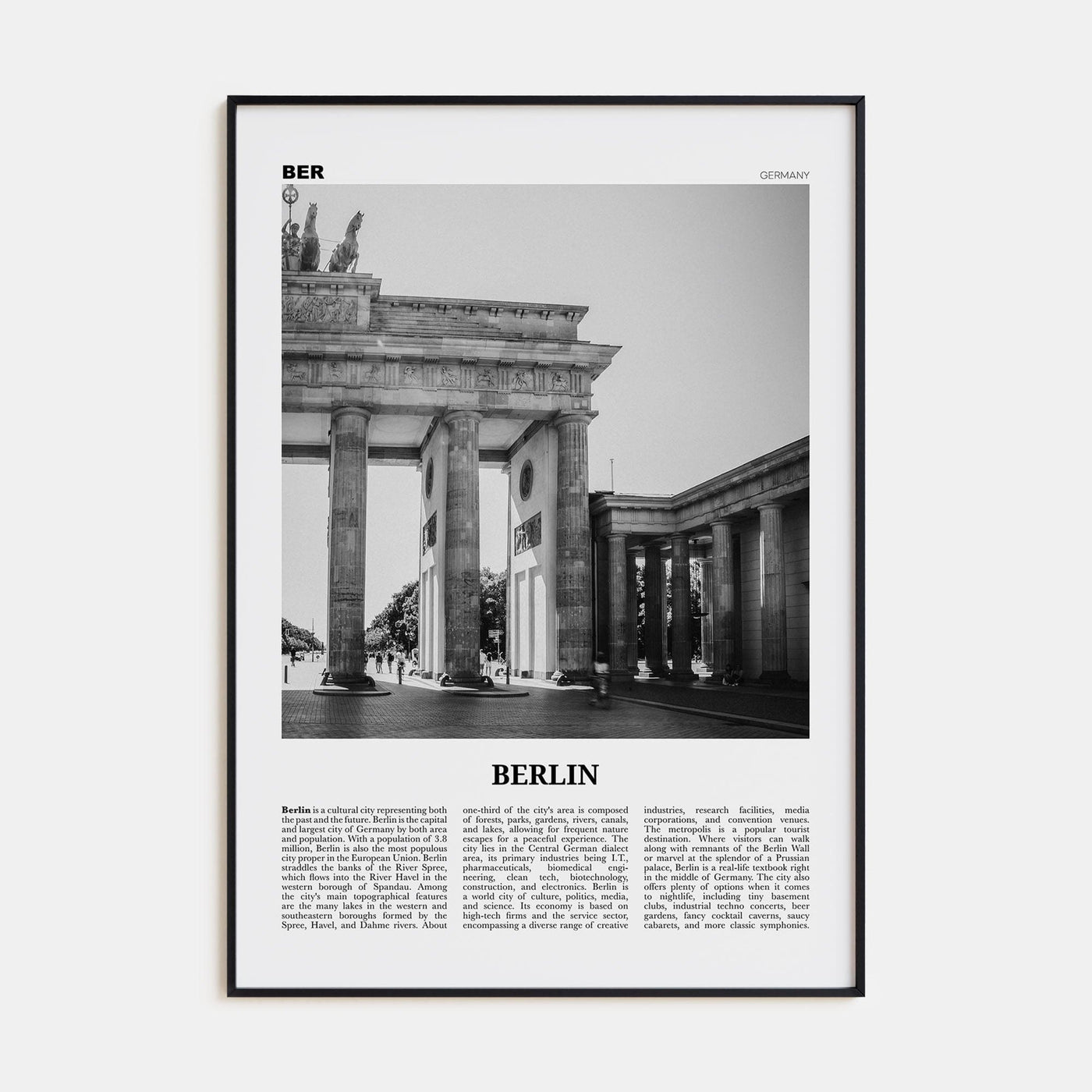 Berlin No 1 Poster None / 8x12 in Nbourhood Travel B&W Poster