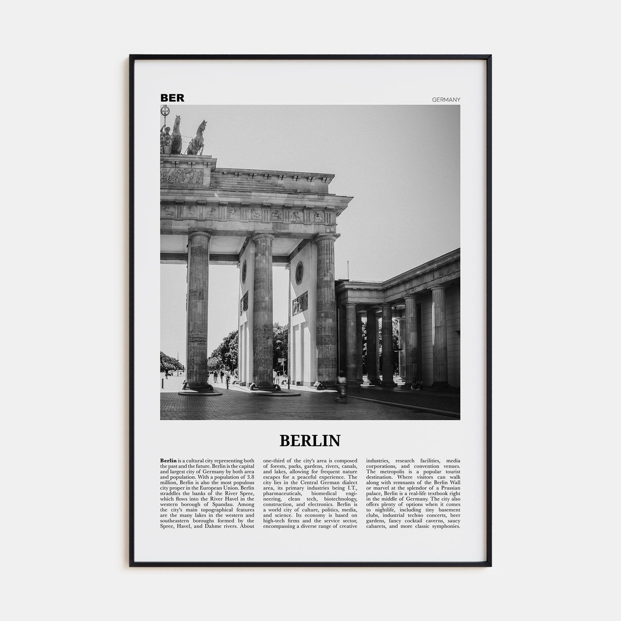 Berlin No 1 Poster None / 8x12 in Nbourhood Travel B&W Poster