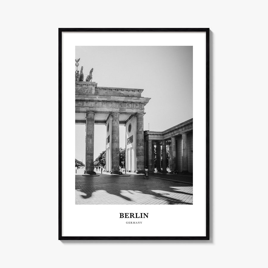 Berlin no. 2 black & white classic poster of Germany – vertical wall art, unframed print shown in interior mockup