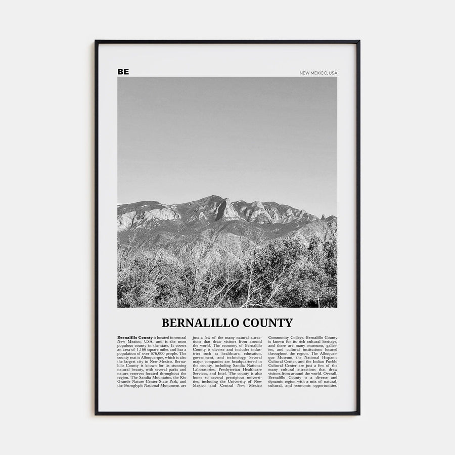 Bernalillo County Poster None / 8x12 in Nbourhood Travel B&W Poster