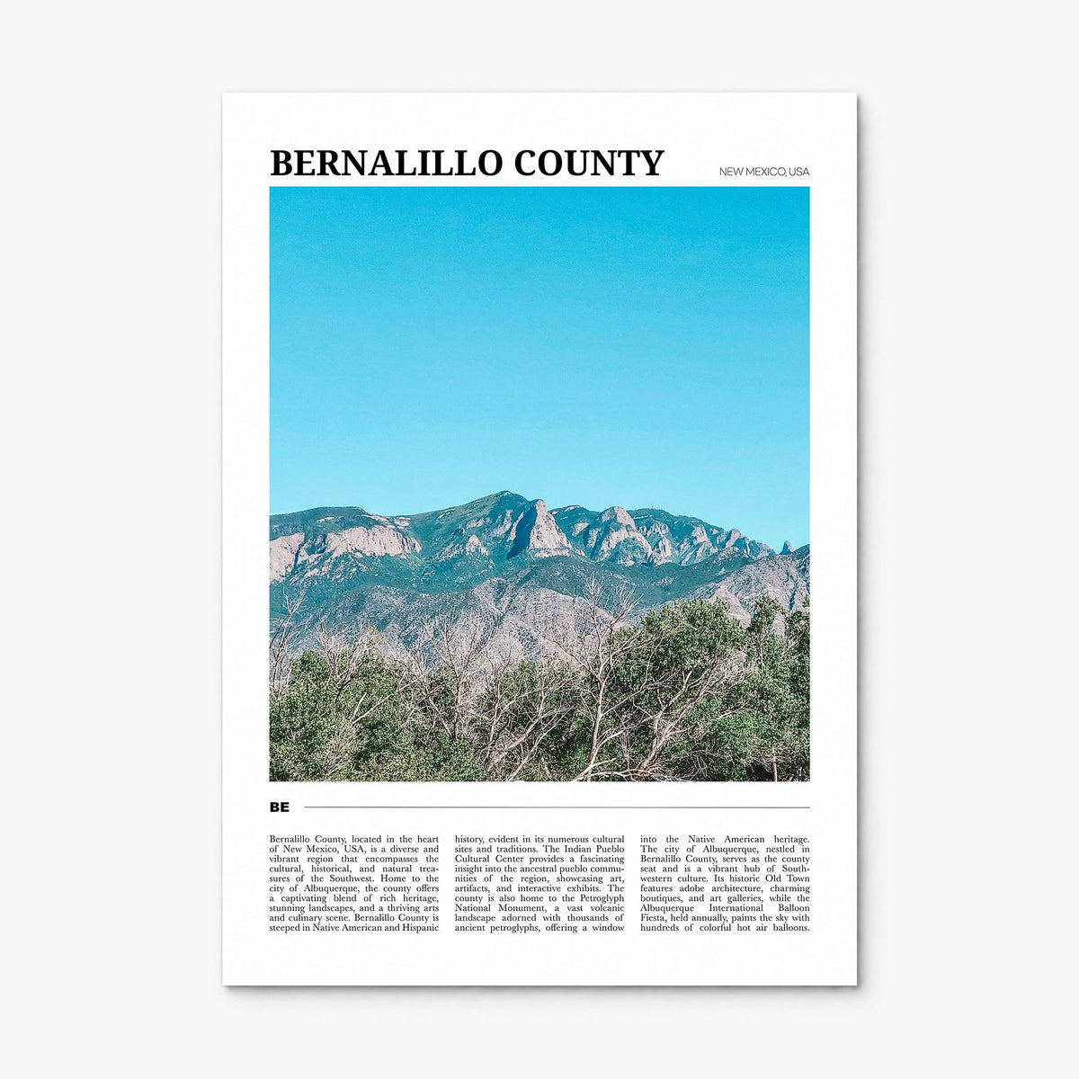 Bernalillo County Travel Poster, print only (unframed)