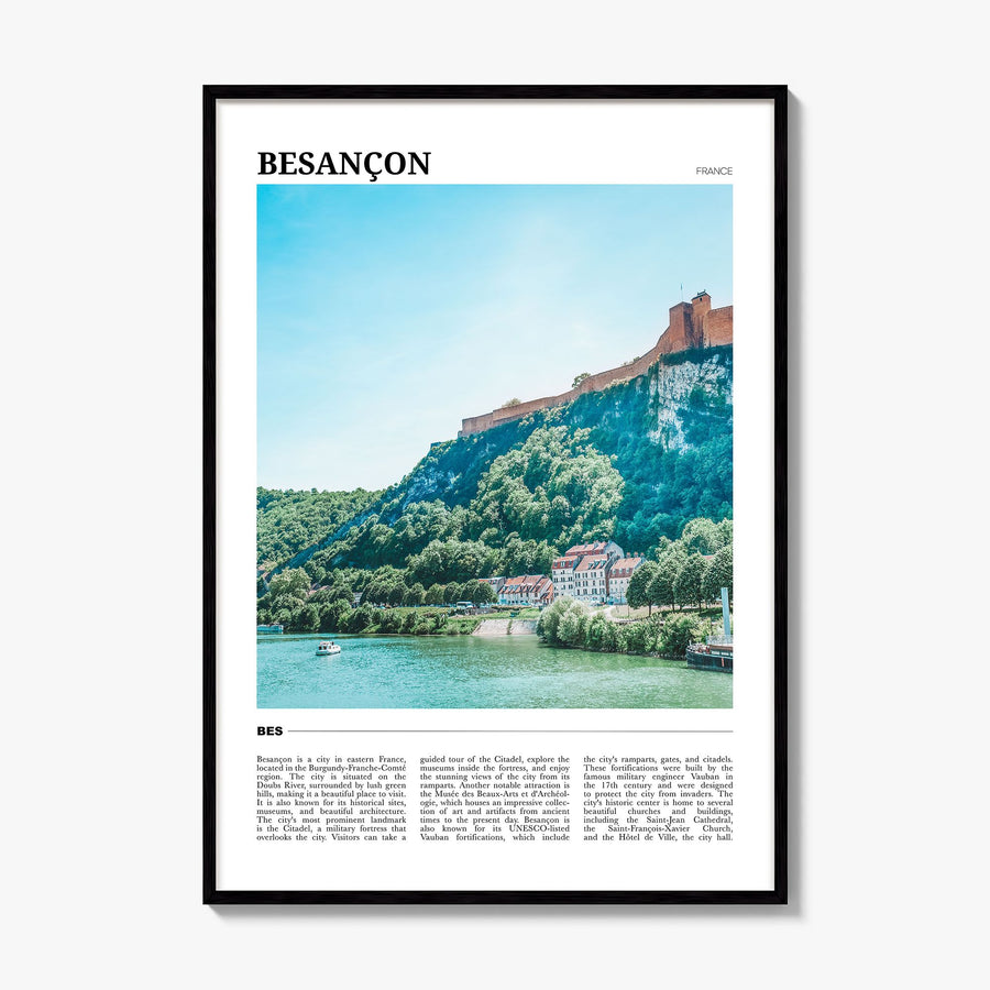 Besançon Travel Poster, framed poster mockup