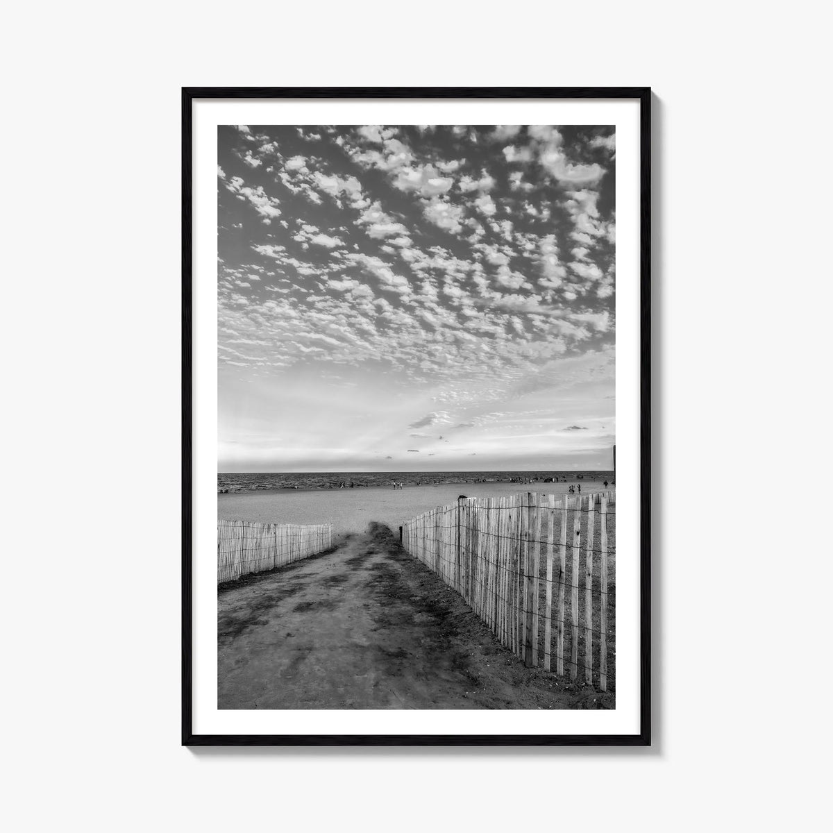 Bethany Beach black & white photo poster of Delaware, USA – vertical wall art, unframed print shown in interior mockup