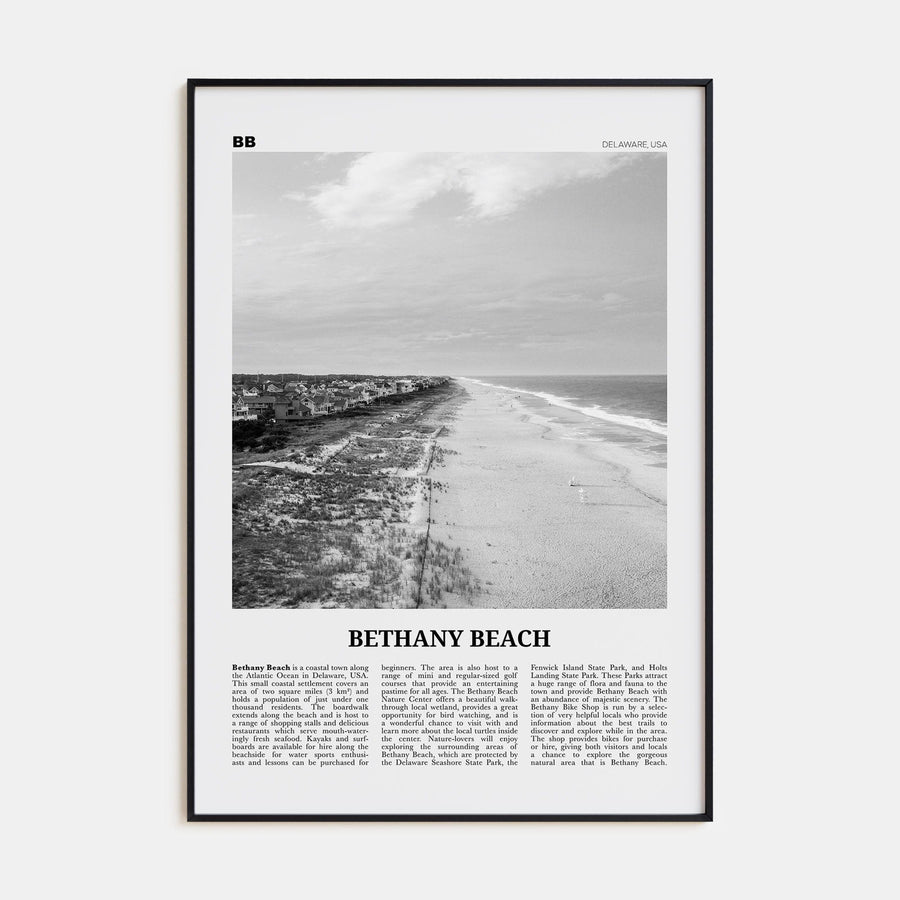 Bethany Beach Poster None / 8x12 in Nbourhood Travel B&W Poster