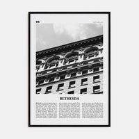 Bethesda Poster Black Wood / 8x12 in Nbourhood Travel B&W Poster