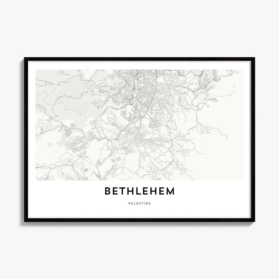 Bethlehem, Palestine Map Poster, framed poster mockup