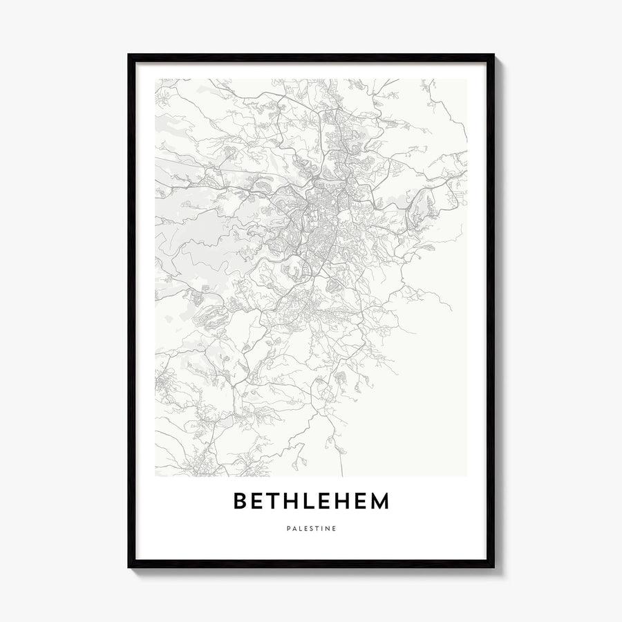 Bethlehem, Palestine Map Poster, framed poster mockup