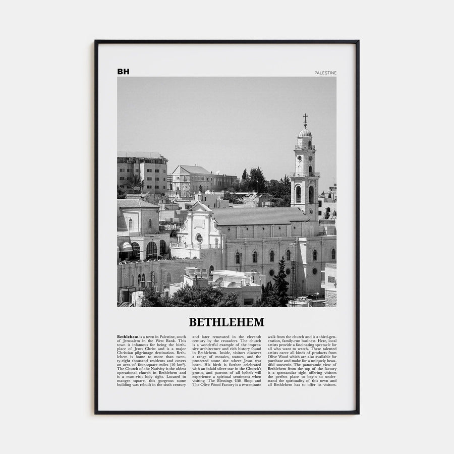 Bethlehem, Palestine Poster None / 8x12 in Nbourhood Travel B&W Poster