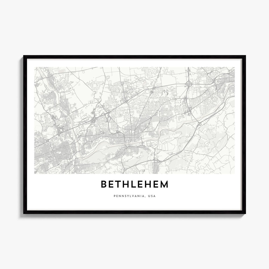 Bethlehem, Pennsylvania Map Poster, framed poster mockup