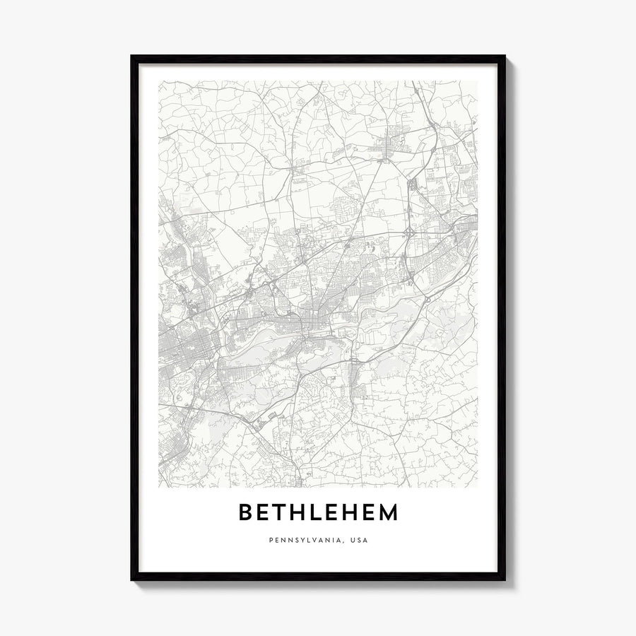 Bethlehem, Pennsylvania Map Poster, framed poster mockup