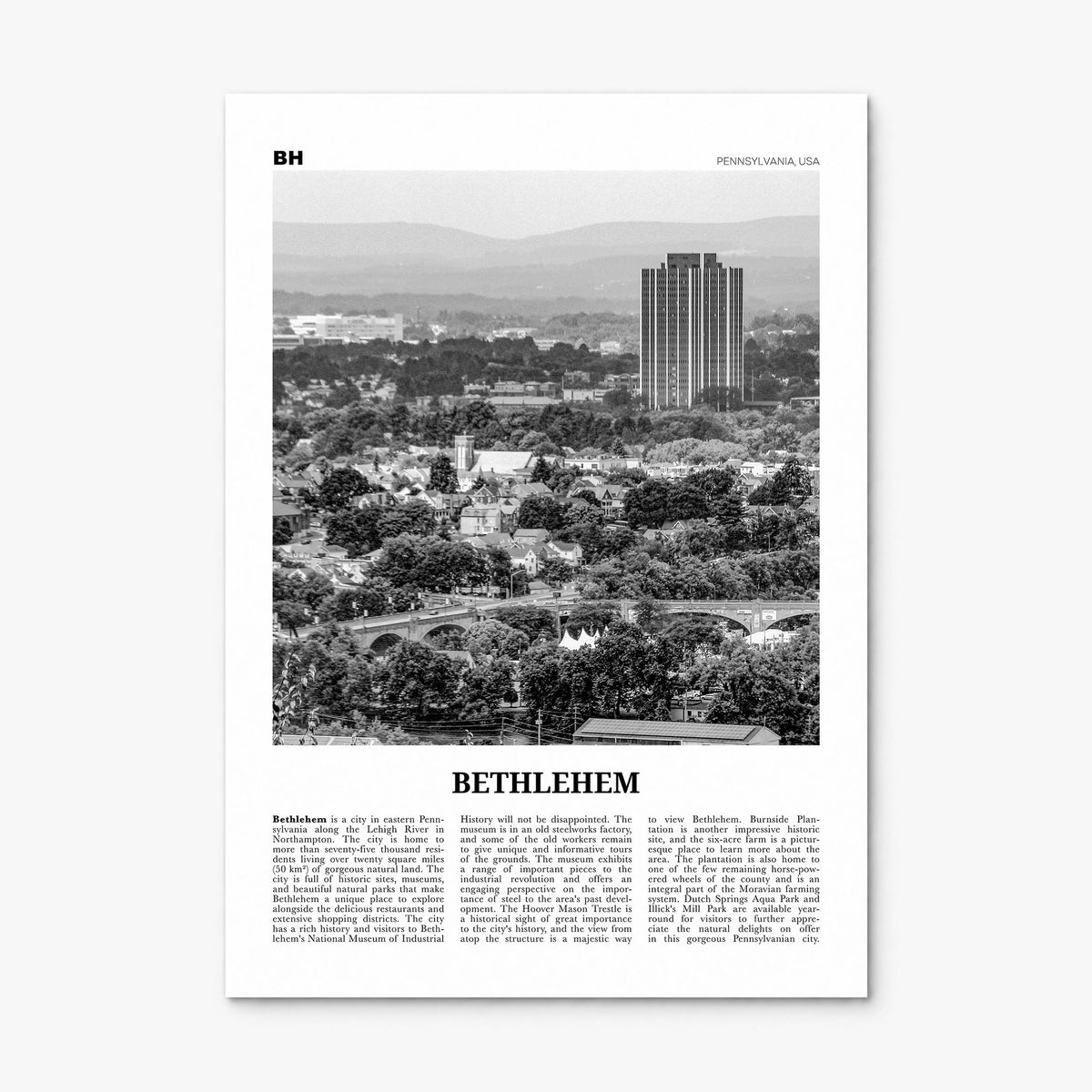 Bethlehem, Pennsylvania Newspaper Poster, print only (unframed)