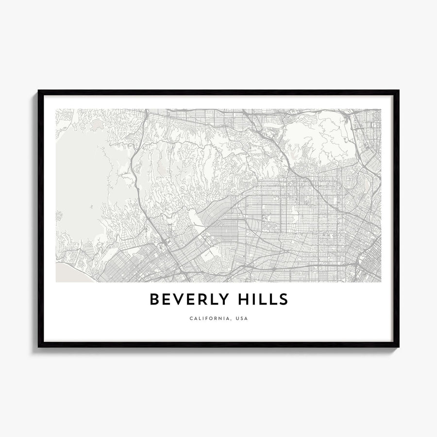Beverly Hills Map Poster, framed poster mockup