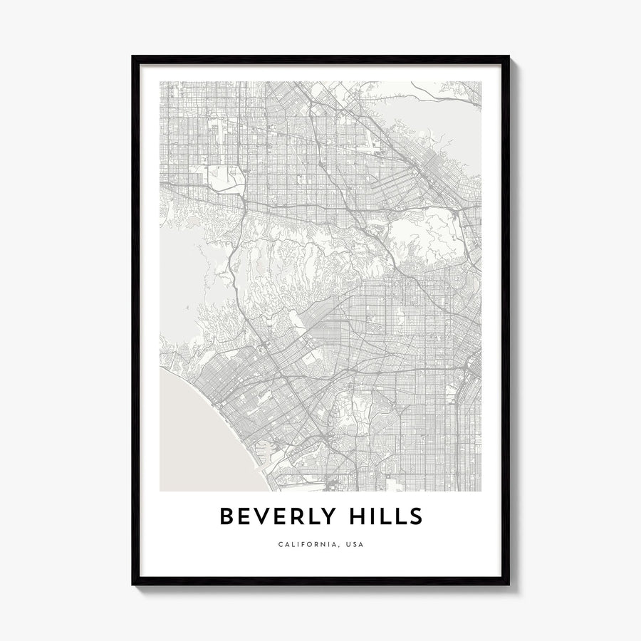 Beverly Hills Map Poster, framed poster mockup
