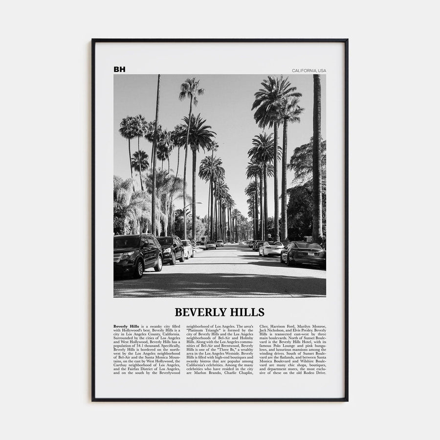 Beverly Hills Poster None / 8x12 in Nbourhood Travel B&W Poster