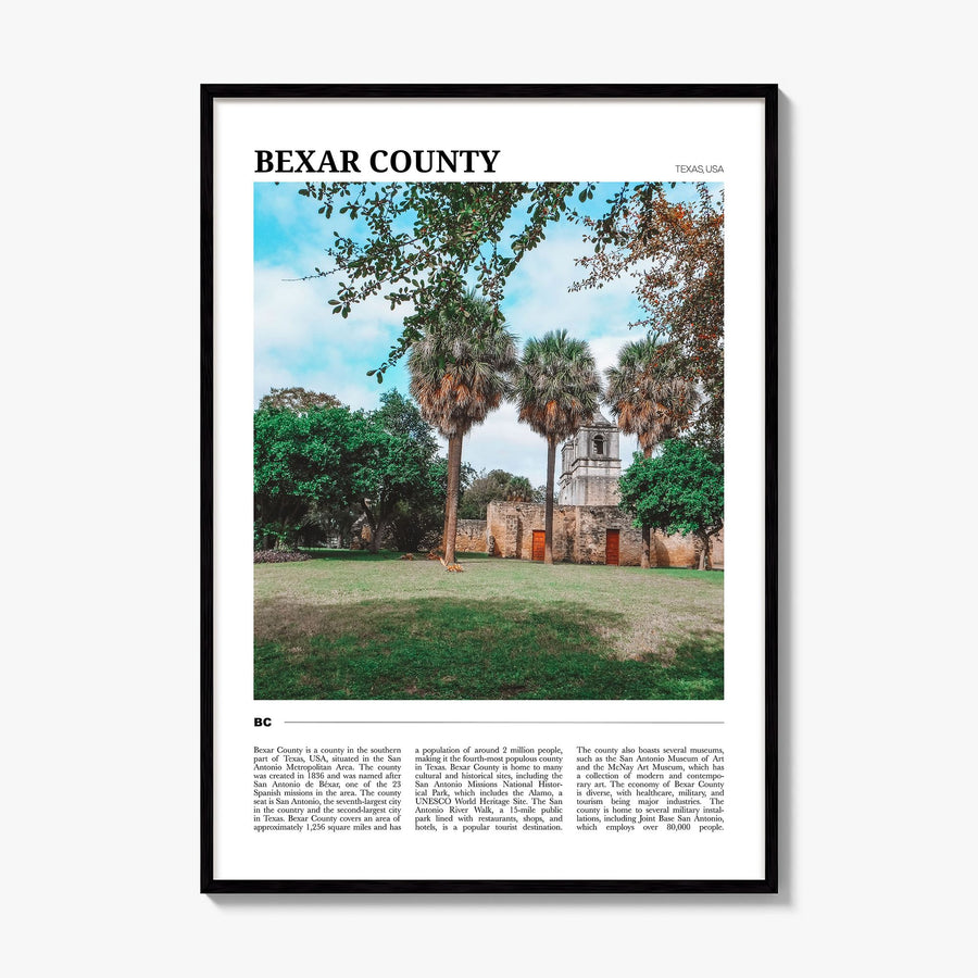 Bexar County Travel Poster, framed poster mockup