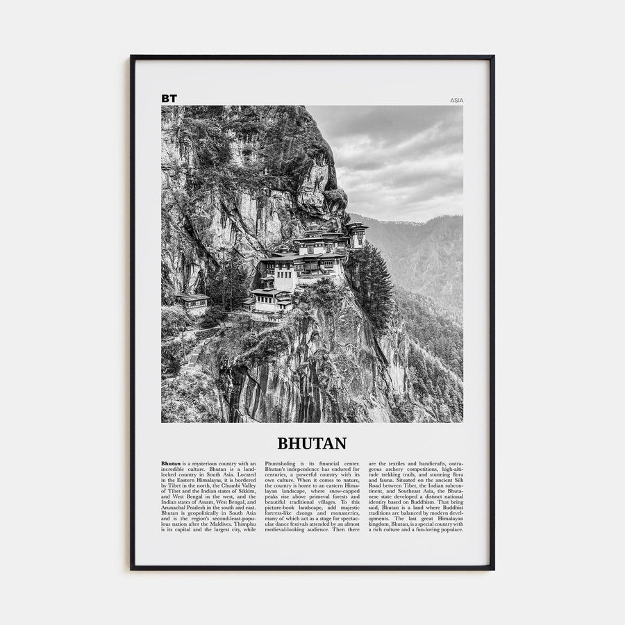 Bhutan Poster None / 8x12 in Nbourhood Travel B&W Poster