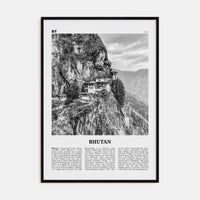 Bhutan Poster Black Wood / 8x12 in Nbourhood Travel B&W Poster