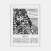 Bhutan Poster White Wood / 8x12 in Nbourhood Travel B&W Poster