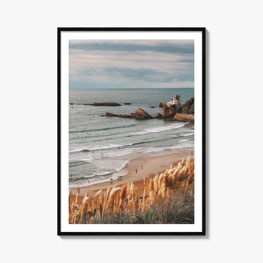 Biarritz colorful photo poster of France – vertical wall art, unframed print shown in interior mockup