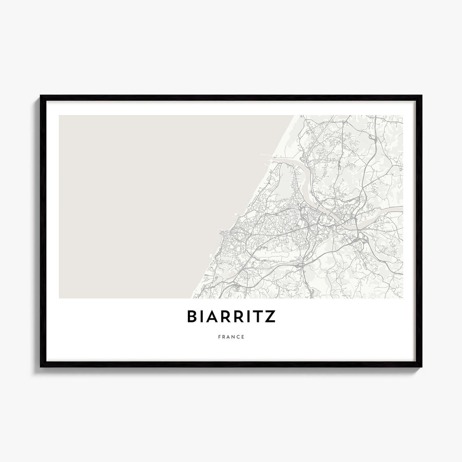 Biarritz Map Poster, framed poster mockup