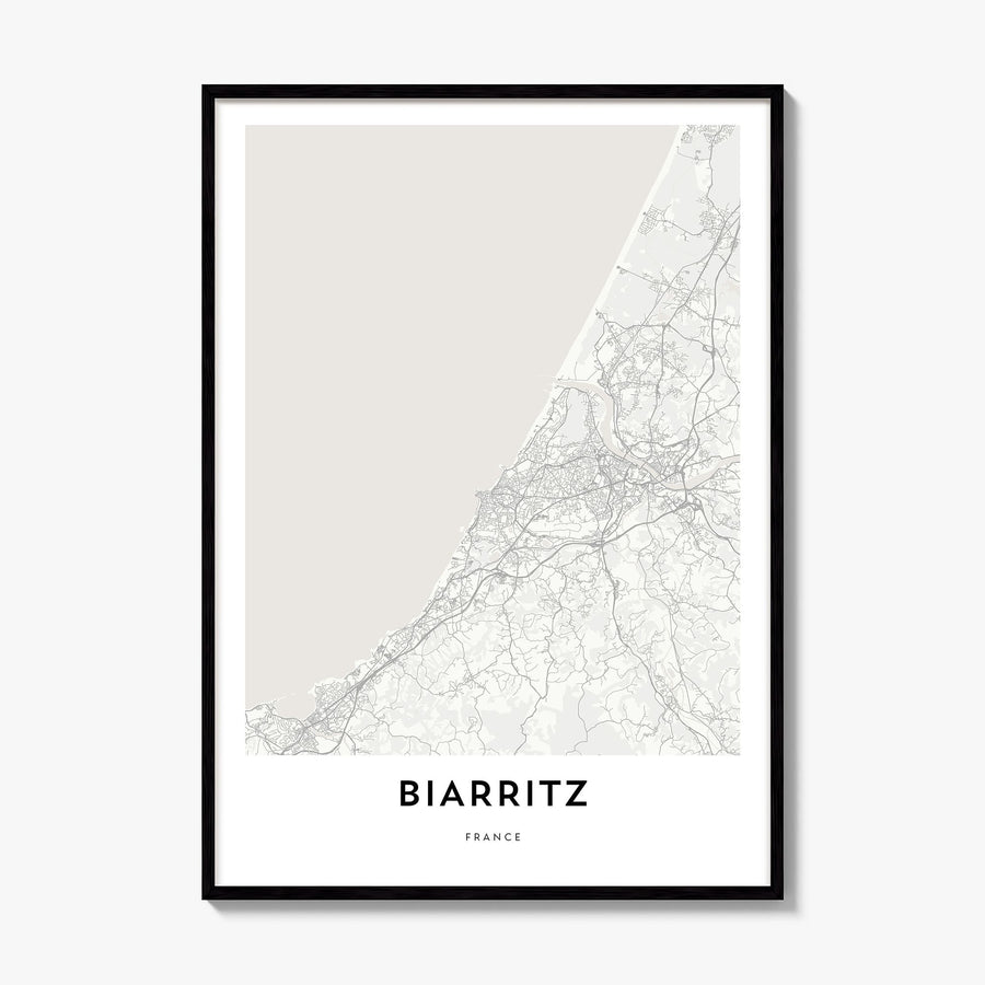 Biarritz Map Poster, framed poster mockup