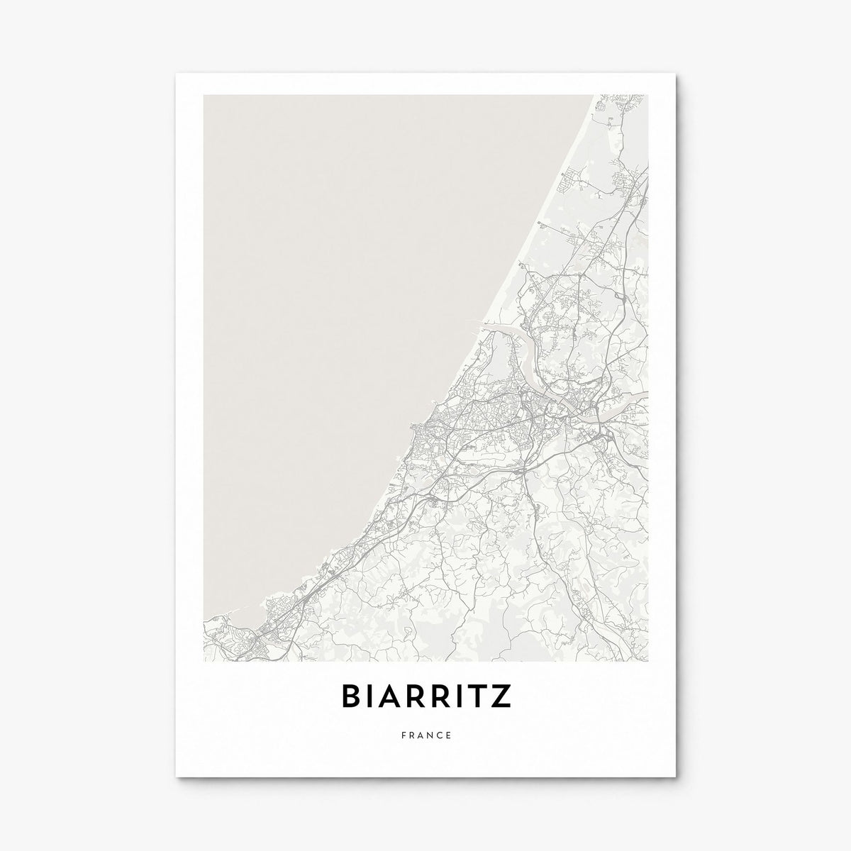 Biarritz Map Poster, print only (unframed)