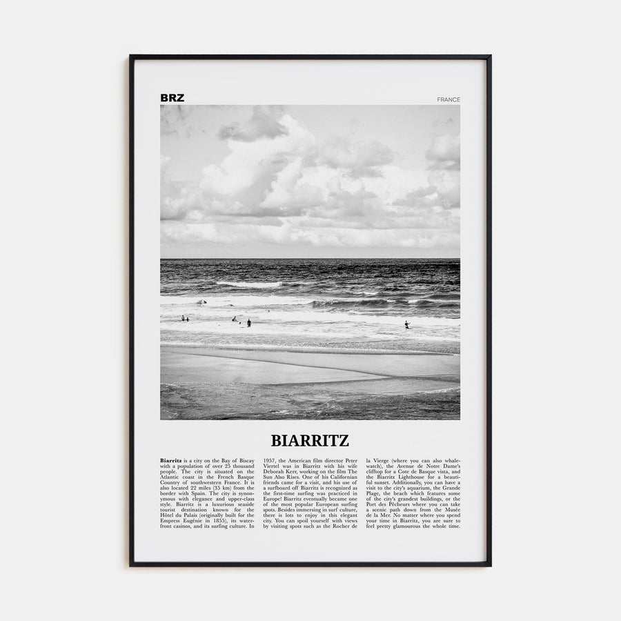 Biarritz Poster None / 8x12 in Nbourhood Travel B&W Poster