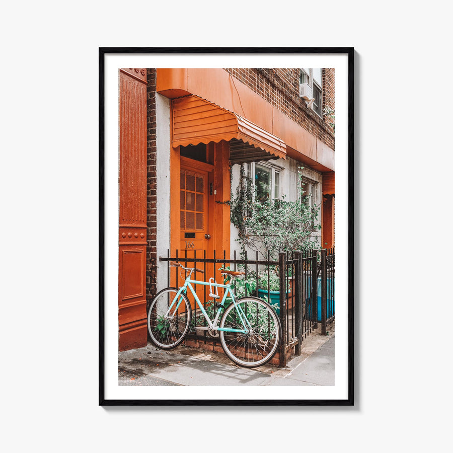 Bicycle no. 2 colorful photo poster – vertical wall art, unframed print shown in interior mockup