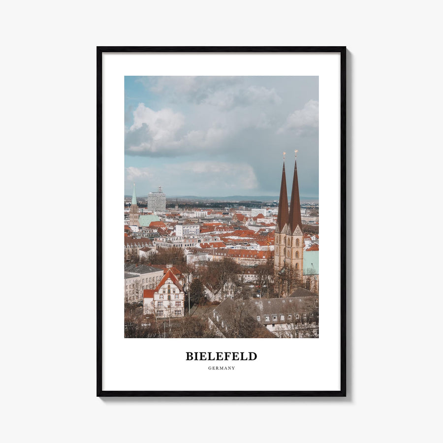 Bielefeld colorful classic poster of Germany – vertical wall art, unframed print shown in interior mockup