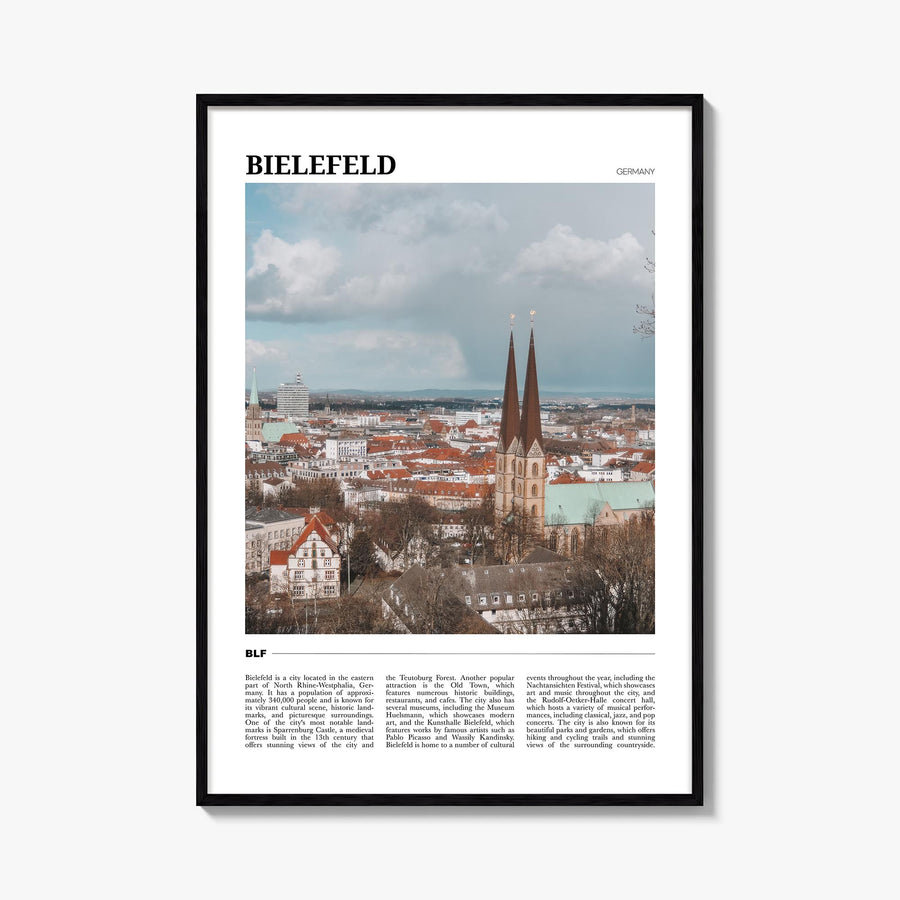 Bielefeld colorful travel poster of Germany – vertical wall art, unframed print shown in interior mockup