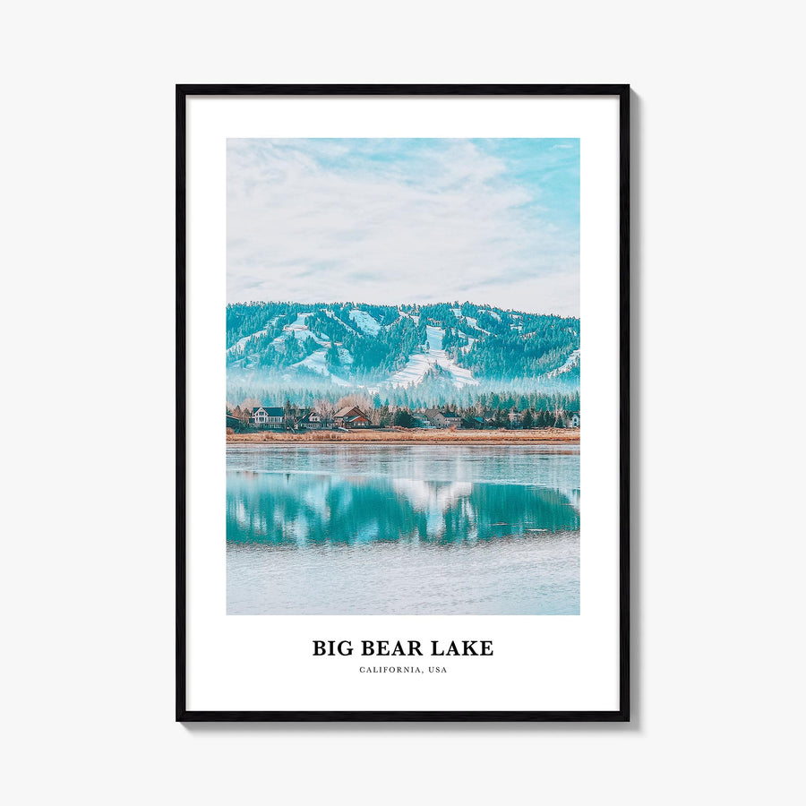 Big Bear Lake colorful classic poster of California, USA – vertical wall art, unframed print shown in interior mockup