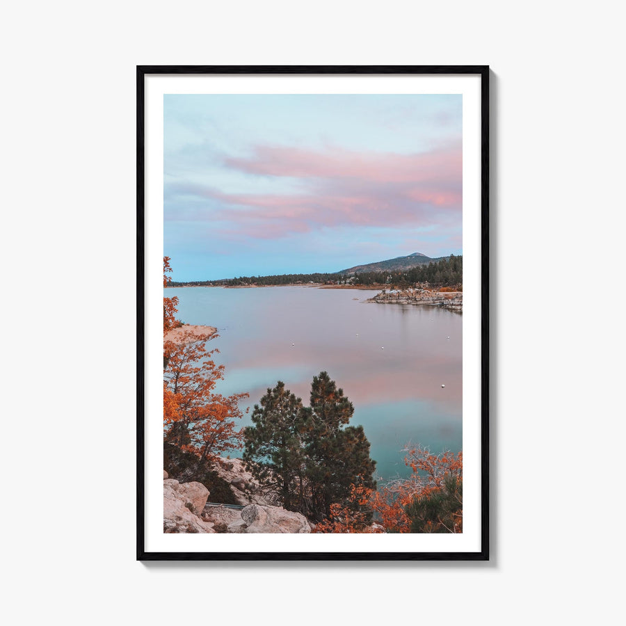 Big Bear Lake no. 3 colorful photo poster of California, USA – vertical wall art, unframed print shown in interior mockup