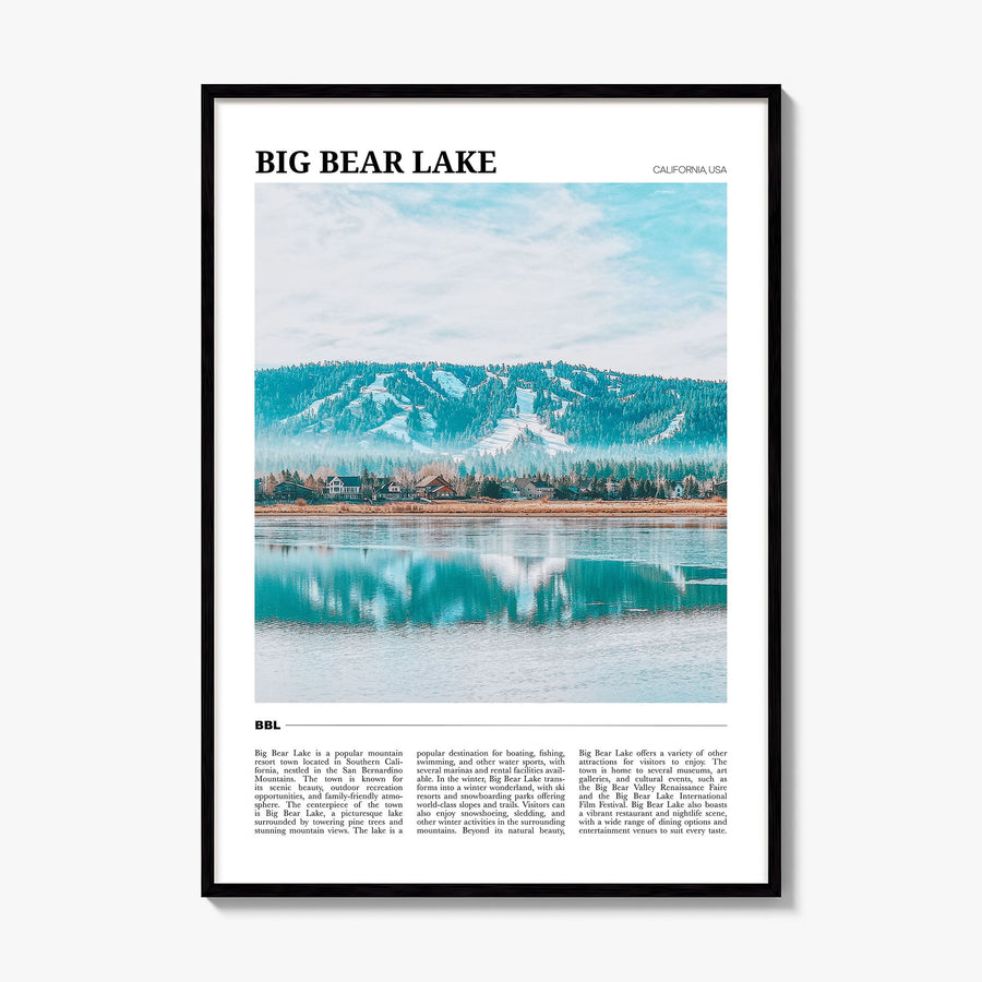 Big Bear Lake Travel Poster, framed poster mockup