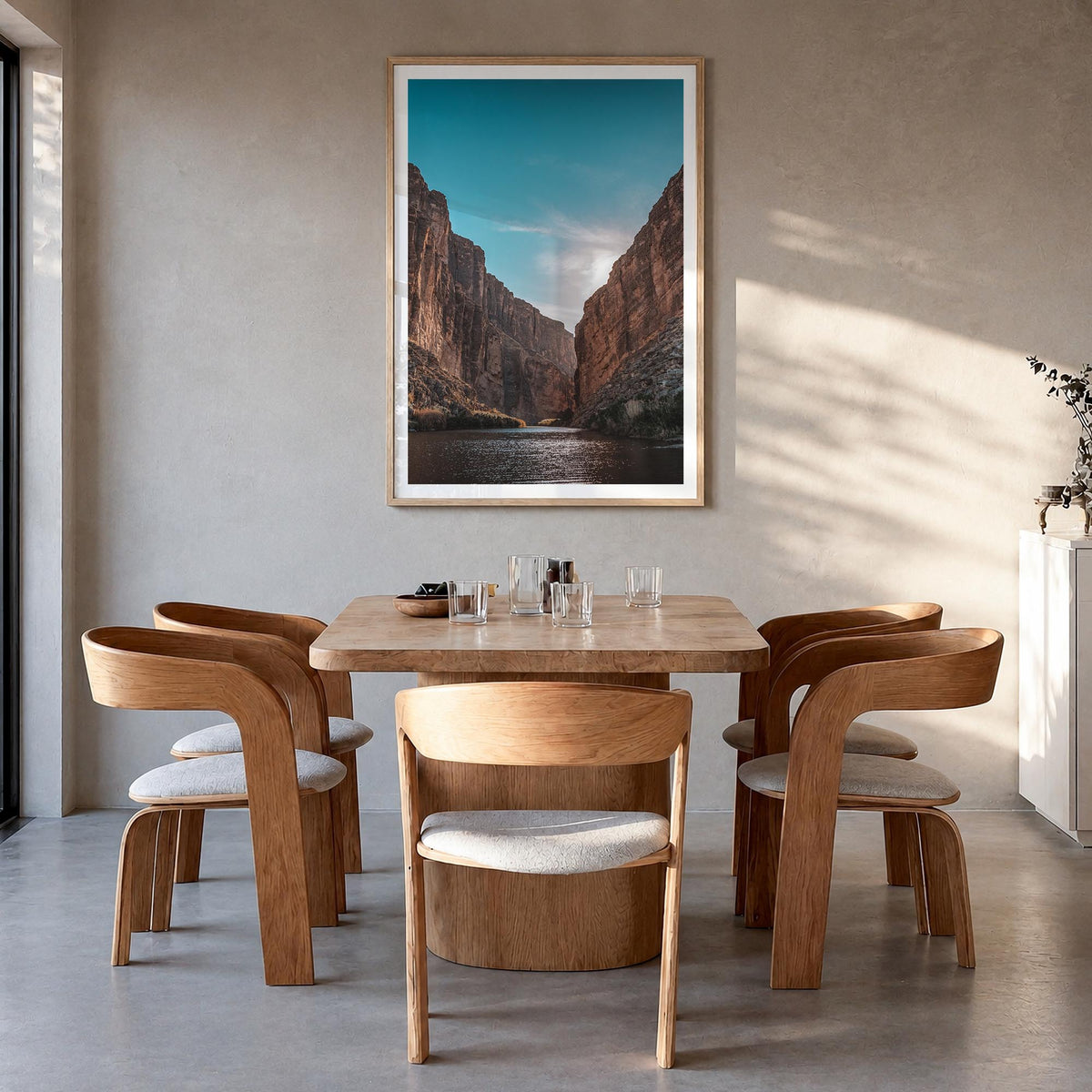 Big Bend National Park colorful photo poster of Texas, USA – vertical wall art in natural wood frame with white border, hangi