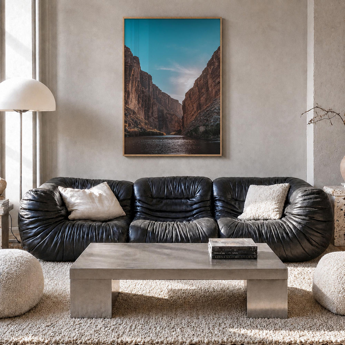 Big Bend National Park colorful photo poster of Texas, USA – vertical wall art in natural wood frame, hanging on wall