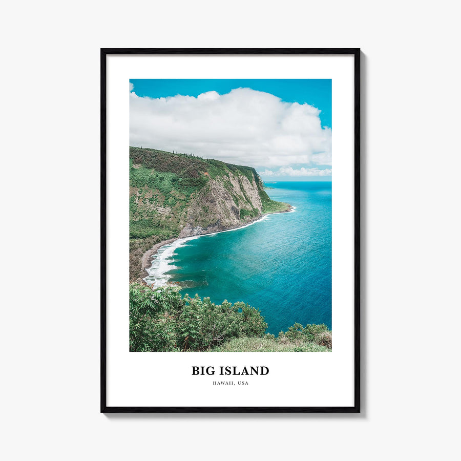 Big Island colorful classic poster of Hawaii, USA – vertical wall art, unframed print shown in interior mockup